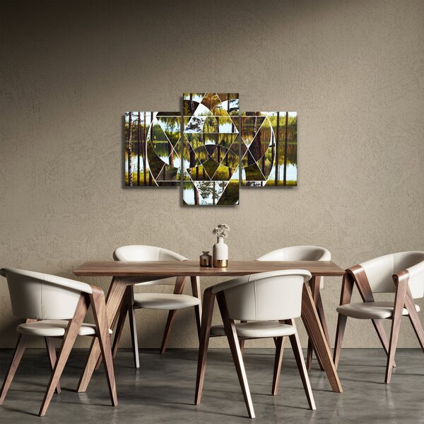 Slika - Geometrijski kolaž na ozadju nordijskih gozdov (90x60 cm)