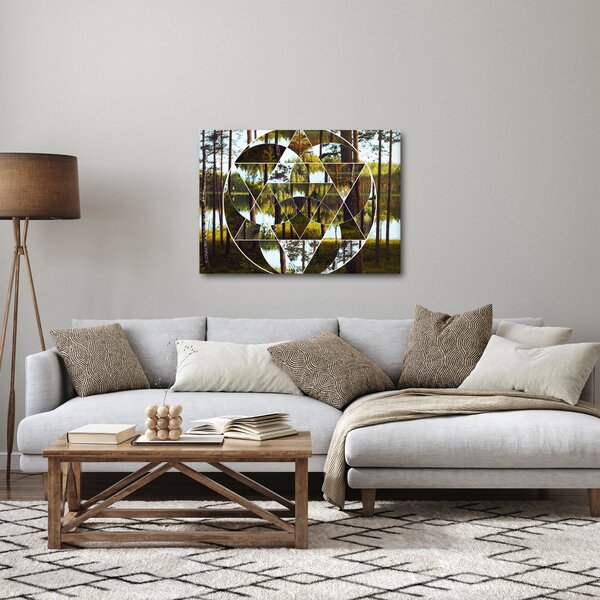 Slika - Geometrijski kolaž na ozadju nordijskih gozdov (70x50 cm)