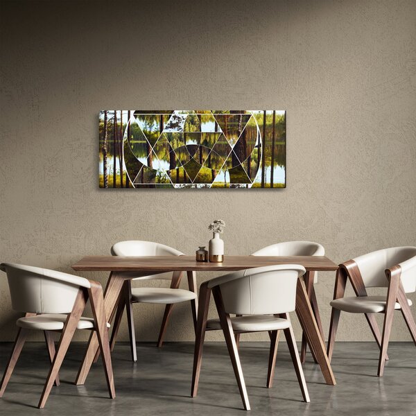Slika - Geometrijski kolaž na ozadju nordijskih gozdov (120x50 cm)