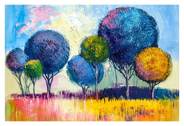 Slika kupolastih dreves, oljna slika (90x60 cm)