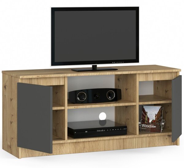 TV stolić Kapono (hrast artisan + siva)