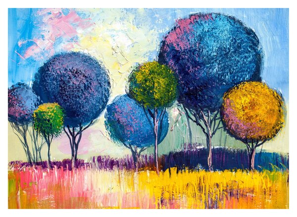 Slika kupolastih dreves, oljna slika (70x50 cm)
