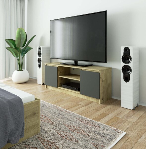 TV stolić Kenji (hrast artisan + siva)
