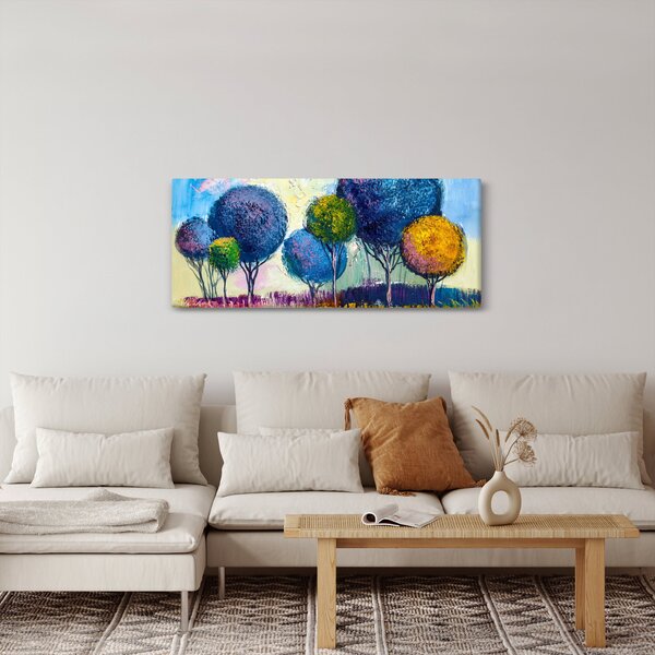 Slika kupolastih dreves, oljna slika (120x50 cm)