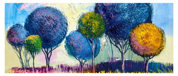 Slika kupolastih dreves, oljna slika (120x50 cm)
