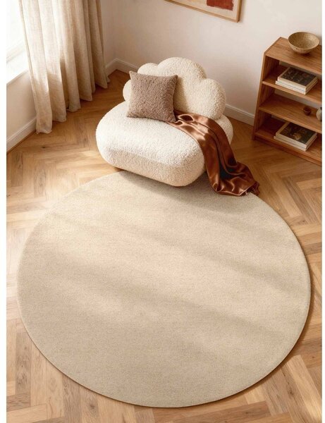 Bež ručno rađen vunen okrugao tepih ø 200 cm Puristic Knots – Elle Decoration