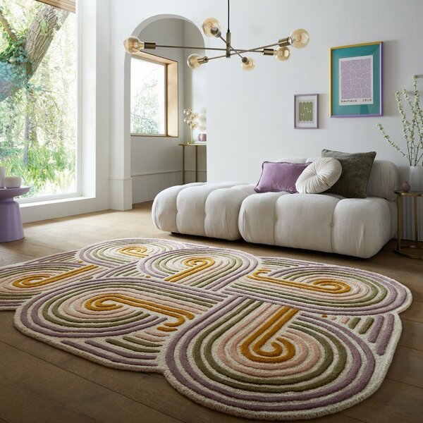 Zeleni ručno rađen vunen tepih 140x200 cm Spiral Shaped – Flair Rugs
