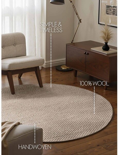 Bež ručno rađen vunen okrugao tepih ø 160 cm Lyon Beans – Elle Decoration