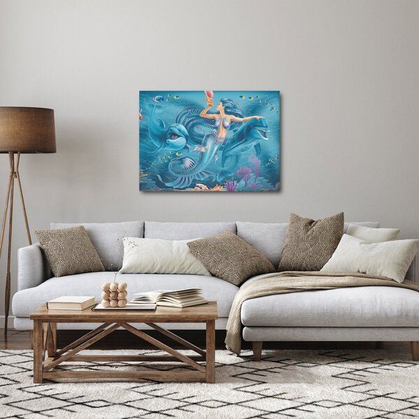 Slika - Morska deklica z delfini (70x50 cm)