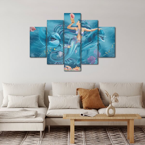 Slika - Morska deklica z delfini (150x105 cm)