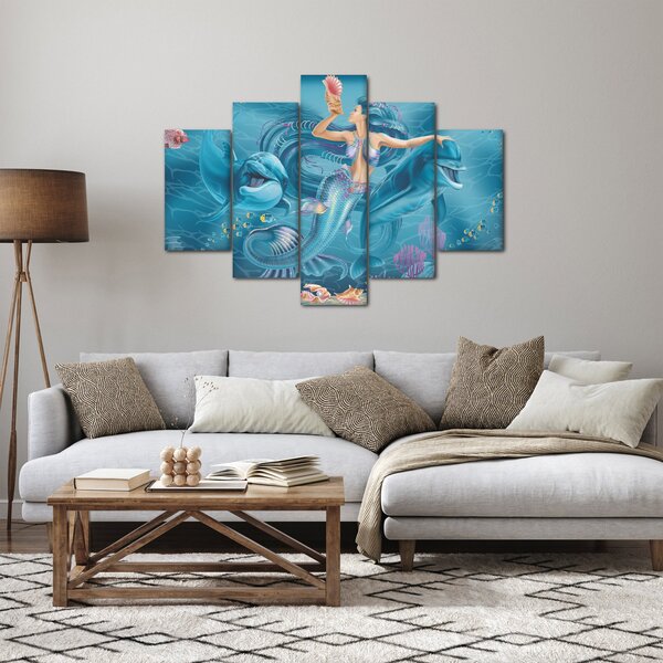 Slika - Morska deklica z delfini (150x105 cm)