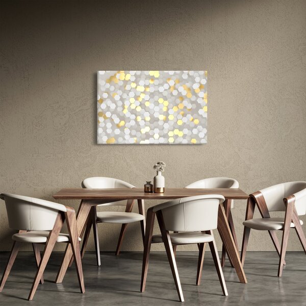 Slika - zlati in beli šesterokotniki (90x60 cm)