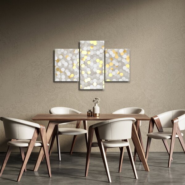 Slika - zlati in beli šesterokotniki (90x60 cm)