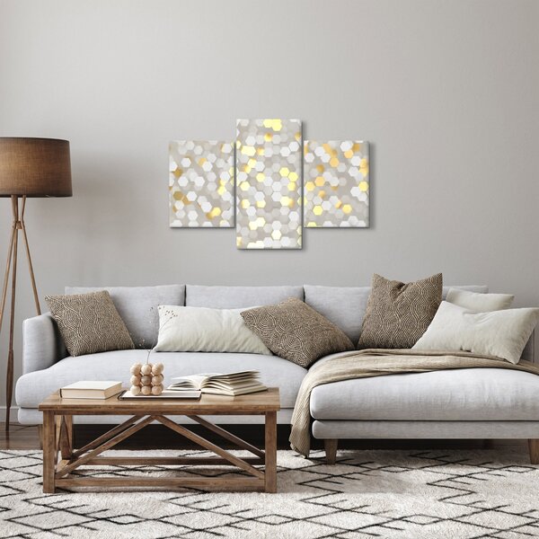 Slika - zlati in beli šesterokotniki (90x60 cm)