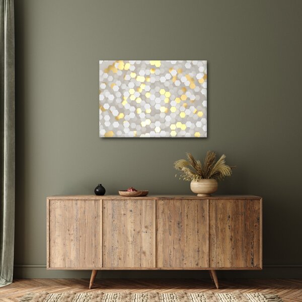 Slika - zlati in beli šesterokotniki (70x50 cm)