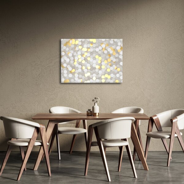 Slika - zlati in beli šesterokotniki (70x50 cm)