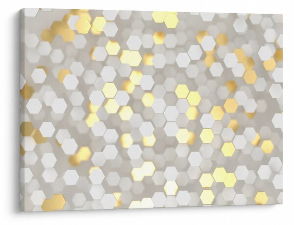 Slika - zlati in beli šesterokotniki (70x50 cm)