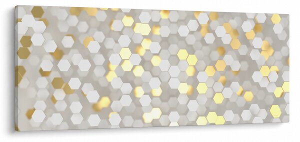Slika - zlati in beli šesterokotniki (120x50 cm)