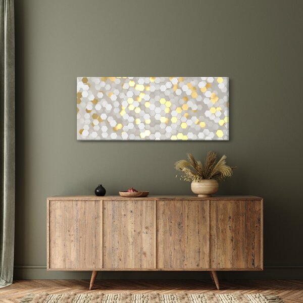 Slika - zlati in beli šesterokotniki (120x50 cm)