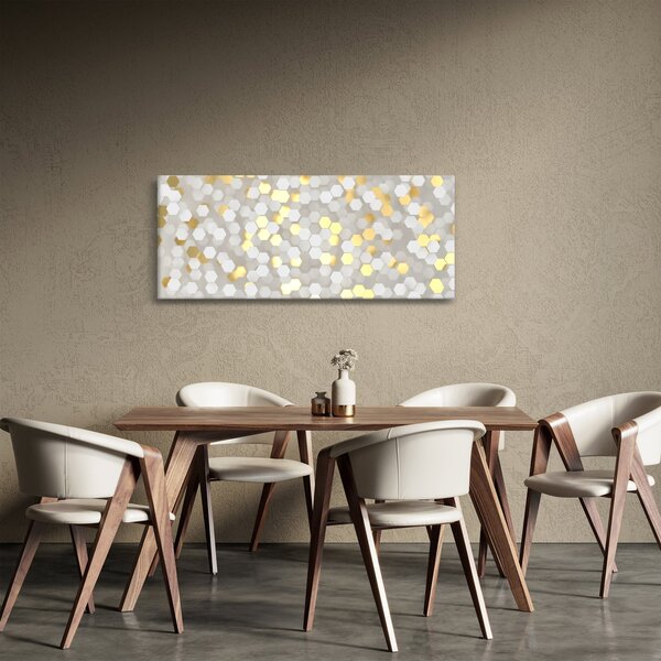 Slika - zlati in beli šesterokotniki (120x50 cm)