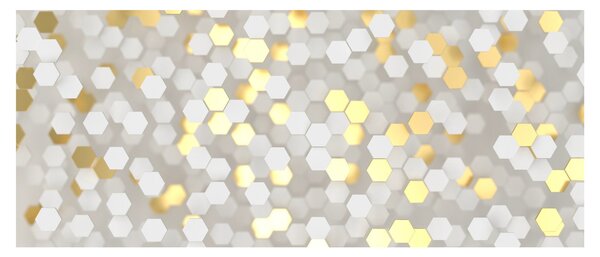 Slika - zlati in beli šesterokotniki (120x50 cm)