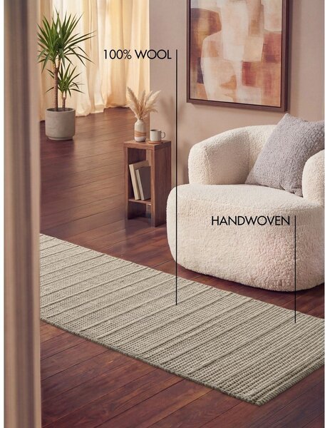 Krem ručno rađena vunena staza 80x250 cm Camden Parker – Ted Baker