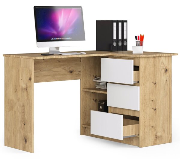 Zondo.hr Kutni PC stolić Bodhi (hrast artisan + bijela) (D). Akcija -16%. 1070966