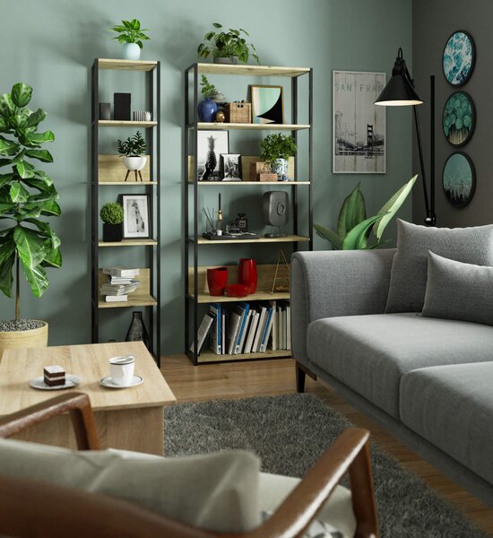 Zondo.hr Regal Izumi (crna + hrast artisan). Akcija -8%. 1071301