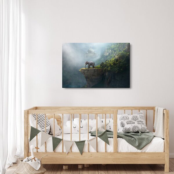 Slika - Sloni na vrhu Tadž Mahala (90x60 cm)