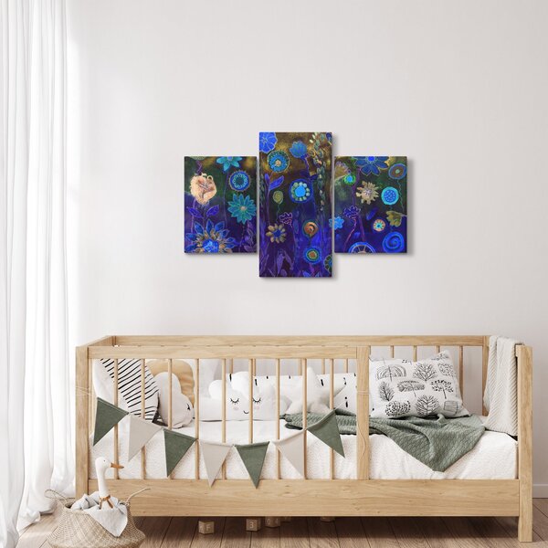 Slika temno modrih cvetov (90x60 cm)