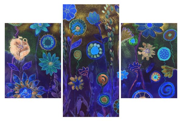 Slika temno modrih cvetov (90x60 cm)