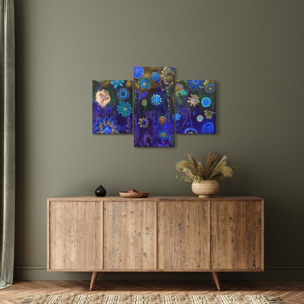 Slika temno modrih cvetov (90x60 cm)