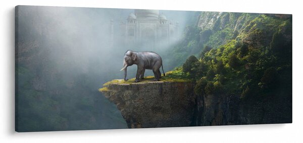 Slika - Sloni na vrhu Tadž Mahala (120x50 cm)