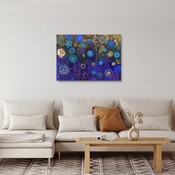 Slika temno modrih cvetov (70x50 cm)