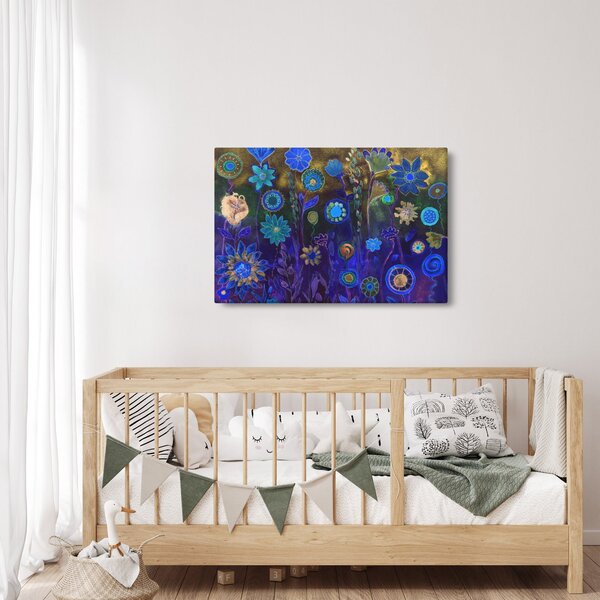 Slika temno modrih cvetov (90x60 cm)