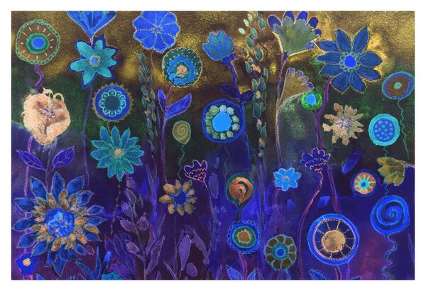 Slika temno modrih cvetov (90x60 cm)
