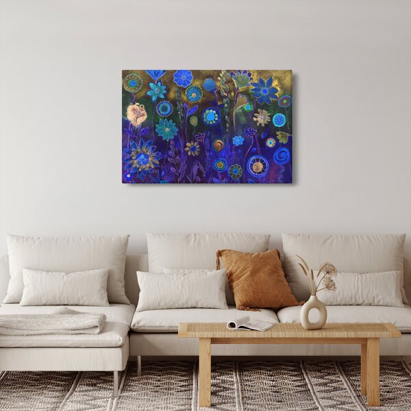 Slika temno modrih cvetov (90x60 cm)