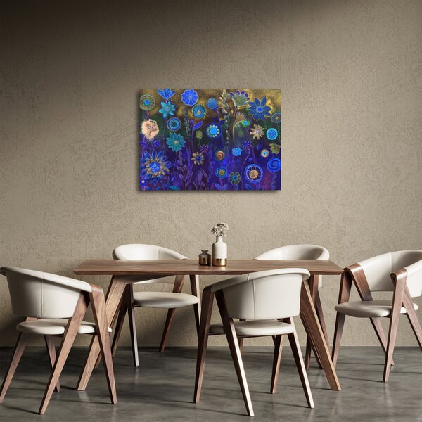 Slika temno modrih cvetov (70x50 cm)