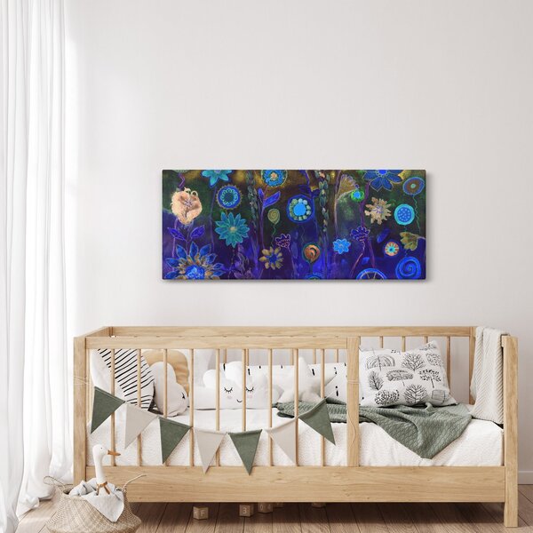 Slika temno modrih cvetov (120x50 cm)