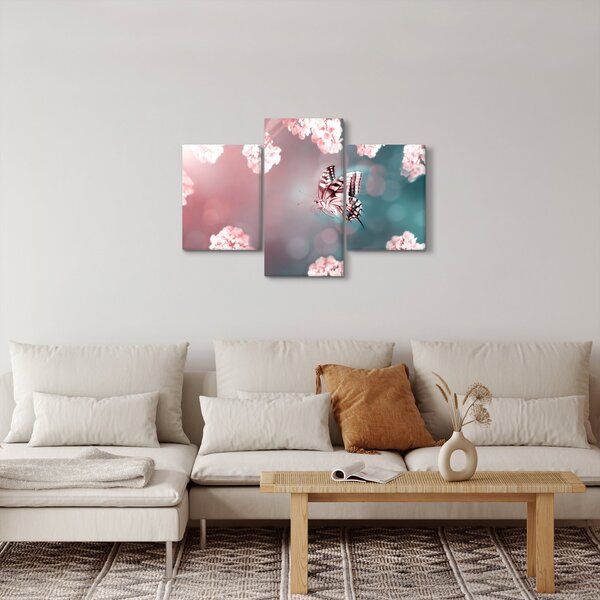 Slika - Metulj med rožami (90x60 cm)