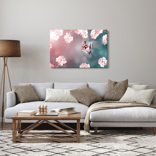 Slika - Metulj med rožami (90x60 cm)
