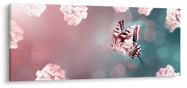 Slika - Metulj med rožami (120x50 cm)