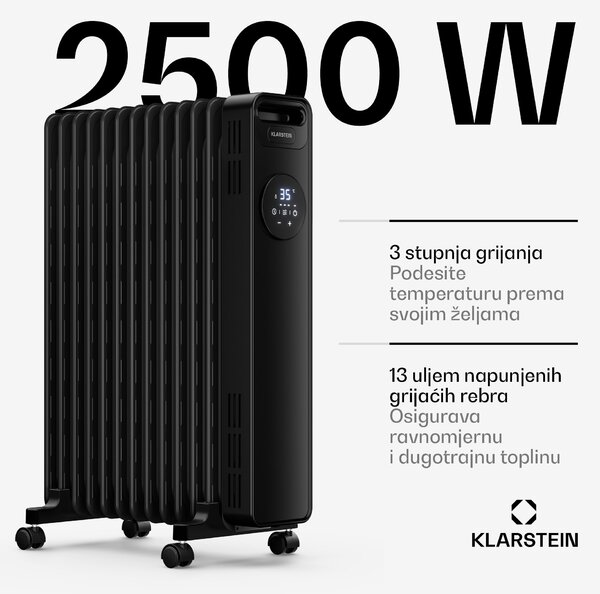 Klarstein Thermaxx uljni radijator | 2500 W | 25 m² | 3 načina rada | 7 do 35 °C | 44 cm x 64 cm
