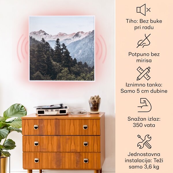 Klarstein Wonderwall Air Art Smart, infracrveni grijač, 60 x 60 cm, 350 W, aplikacija, planina