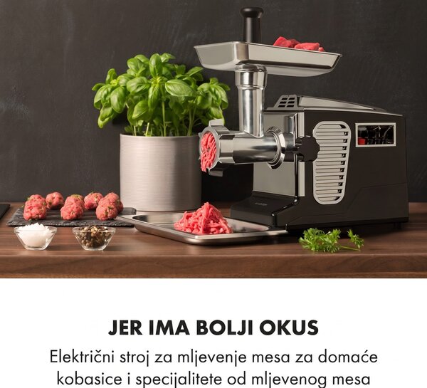Klarstein Kraftprotz električni mesoreznica 700 W bakreni motor, za mljevenje mesa, kobasica, kebbe, nehrđajući čelik