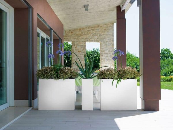 Žardinjera Dolomite 80 x 25 x h70 cm BIJELA boja - Bijela - 71 - 90 cm - Umjetna masa - DA