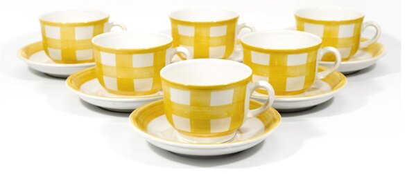 Set 6x keramička šalica Lucie s tanjurićem bijela žuta