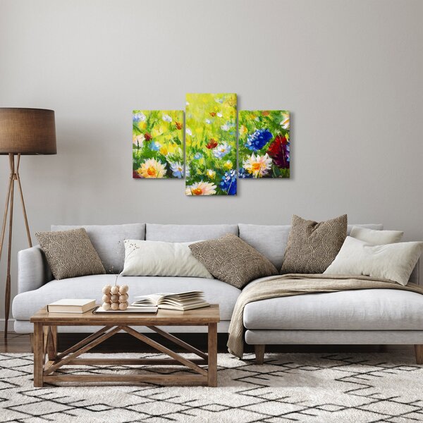 Slika cvetočega travnika, oljna slika (90x60 cm)