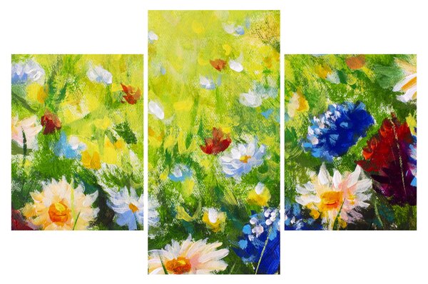 Slika cvetočega travnika, oljna slika (90x60 cm)