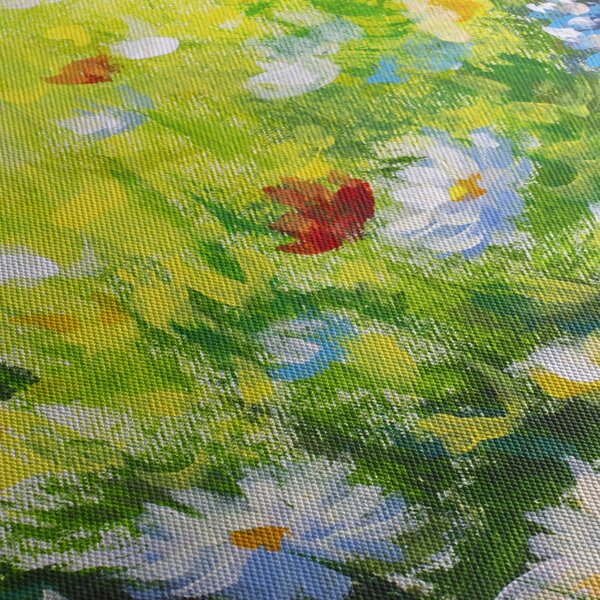 Slika cvetočega travnika, oljna slika (sa satom) (90x30 cm)